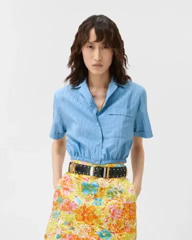Versace Jacquard Cotton-Silk Crop Shirt | Thumbnail 2 Versace Jacquard Cotton-Silk Crop Shirt | Thumbnail 2