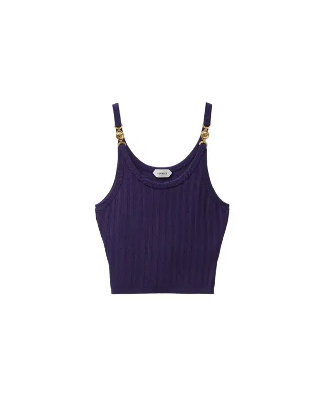 Versace Stretch Viscose Mesh Ribbed Knit Top