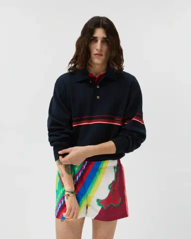 Versace Embroidered-Logo Cotton Knit Polo | Thumbnail 2