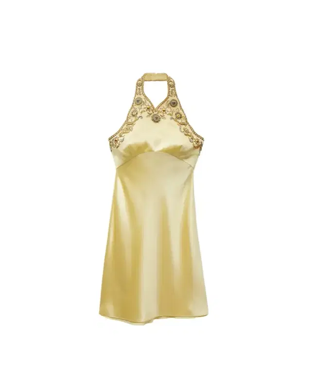 Versace Embroidered Silk Cady Satin Mini Dress