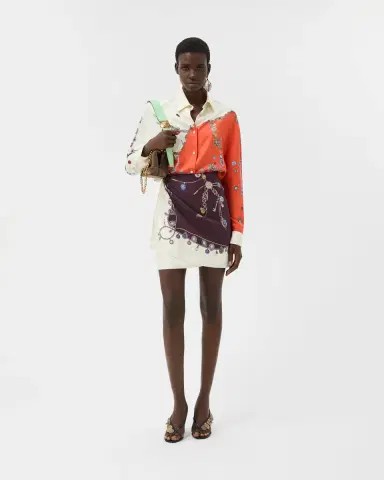 Versace Printed Silk Twill Mini Skirt | Thumbnail 2 Versace Printed Silk Twill Mini Skirt | Thumbnail 2