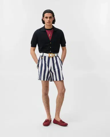 Versace Striped Cotton Denim Shorts | Thumbnail 2 Versace Striped Cotton Denim Shorts | Thumbnail 2