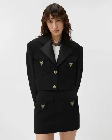 Versace Wool Crop Blazer | Thumbnail 2