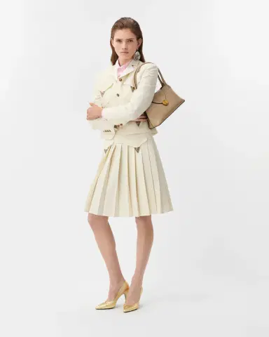 Versace Pleated Wool Midi Skirt | Thumbnail 2