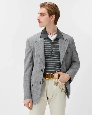 Versace Prince Of Wales Wool Blazer | Thumbnail 2 Versace Prince Of Wales Wool Blazer | Thumbnail 2
