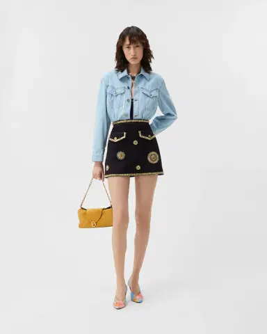 Versace Embroidered Suede Mini Skirt | Thumbnail 2