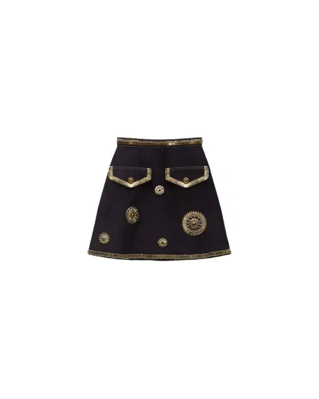 Versace Embroidered Suede Mini Skirt