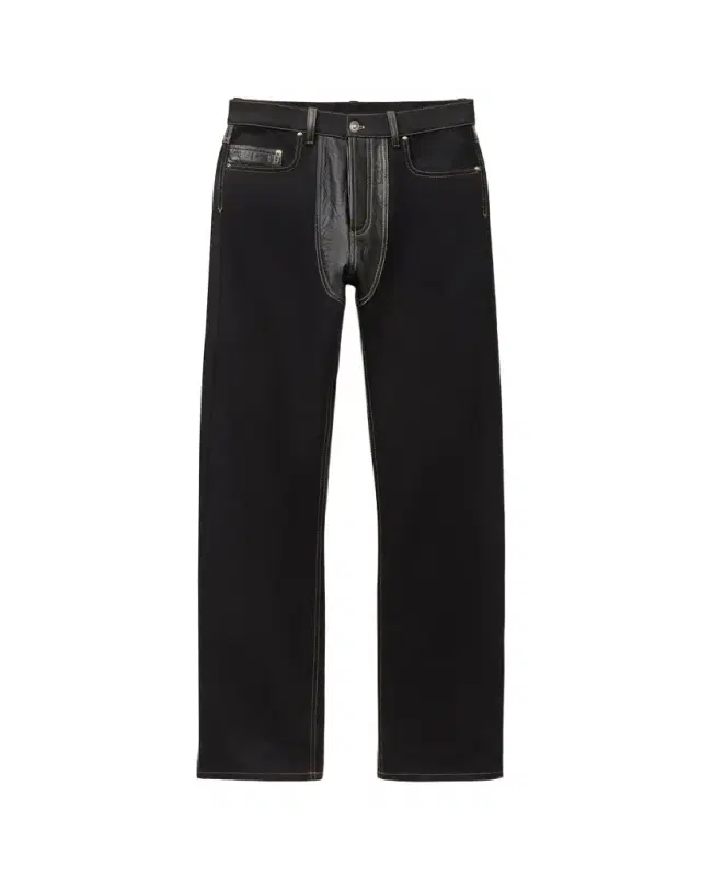 Versace Denim & Leather Straight Jeans
