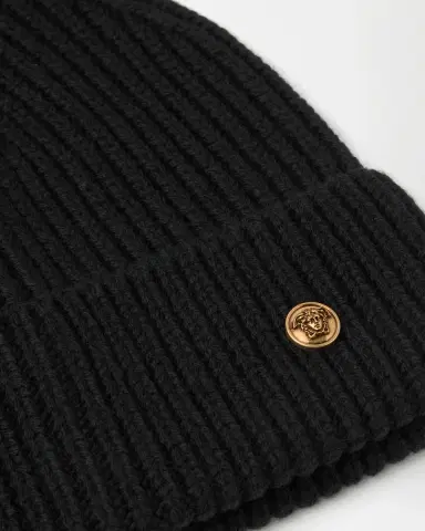 Versace Ribbed Wool Knit Beanie | Thumbnail 2 Versace Ribbed Wool Knit Beanie | Thumbnail 2