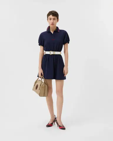 Versace Embroidered-Logo Cotton Piqué Polo Mini Dress | Thumbnail 2 Versace Embroidered-Logo Cotton Piqué Polo Mini Dress | Thumbnail 2