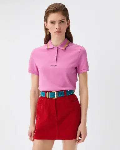 Versace Embroidered-Logo Cotton Piqué Polo | Thumbnail 2