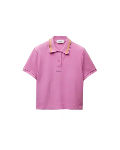 Versace Embroidered-Logo Cotton Piqué Polo | Thumbnail 1