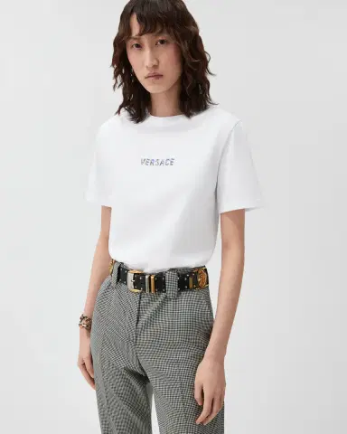 Versace Embroidered Cotton-Jersey T-Shirt | Thumbnail 2 Versace Embroidered Cotton-Jersey T-Shirt | Thumbnail 2