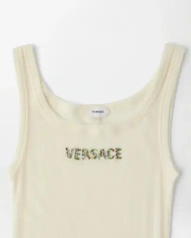 Versace Embroidered Wool Ribbed Tank Top | Thumbnail 2 Versace Embroidered Wool Ribbed Tank Top | Thumbnail 2