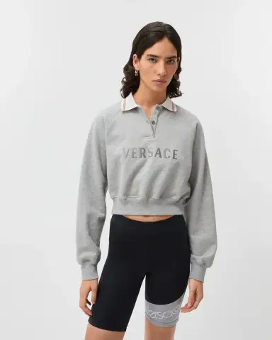 Versace Embroidered-Logo Cotton-Jersey Sweatshirt | Thumbnail 2 Versace Embroidered-Logo Cotton-Jersey Sweatshirt | Thumbnail 2