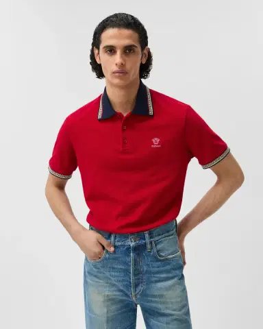 Versace Embroidered-Logo Cotton Piqué Polo | Thumbnail 2