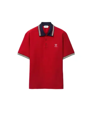 Versace Embroidered-Logo Cotton Piqué Polo | Thumbnail 1