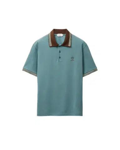Versace Embroidered-Logo Cotton Piqué Polo | Thumbnail 1