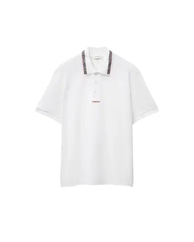 Versace Embroidered-Logo Cotton Piqué Polo | Thumbnail 1