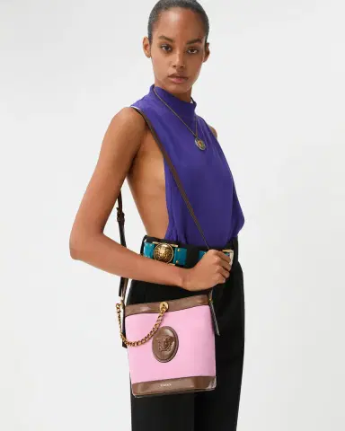 Versace Pivot Mini Suede Bucket Bag | Thumbnail 2 Versace Pivot Mini Suede Bucket Bag | Thumbnail 2