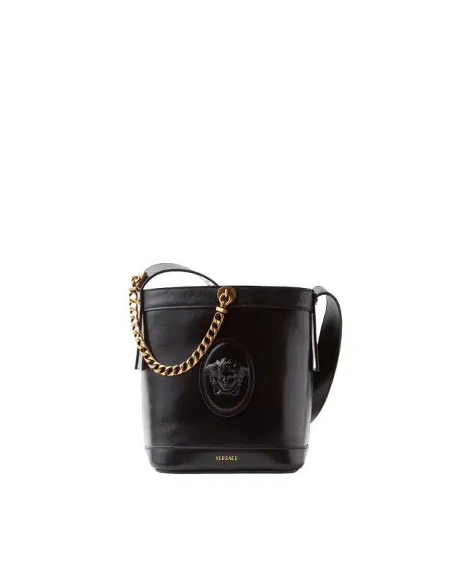 Versace Pivot Mini Leather Bucket Bag