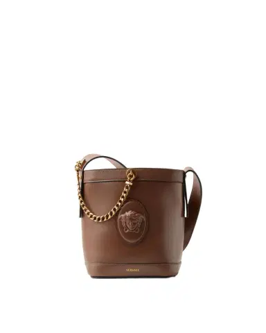 Versace Pivot Mini Leather Bucket Bag | Thumbnail 1 Versace Pivot Mini Leather Bucket Bag | Thumbnail 1