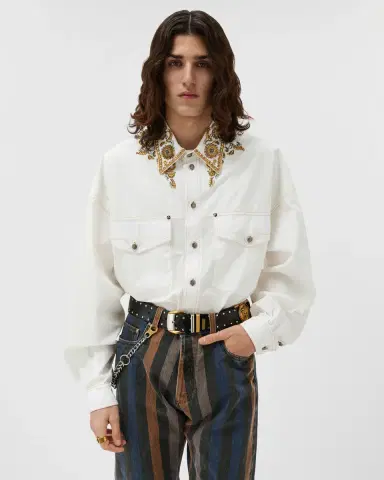 Versace Embroidered Cotton-Poplin Shirt | Thumbnail 2 Versace Embroidered Cotton-Poplin Shirt | Thumbnail 2