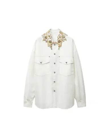 Versace Embroidered Cotton-Poplin Shirt | Thumbnail 1 Versace Embroidered Cotton-Poplin Shirt | Thumbnail 1