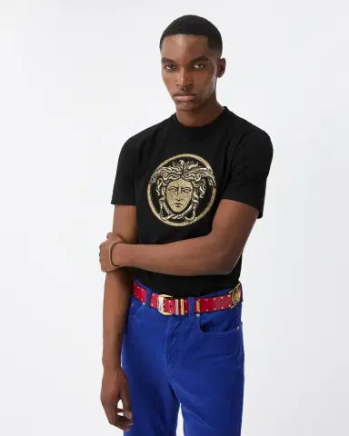 Versace Embroidered Cotton-Jersey Slim T-Shirt | Thumbnail 2