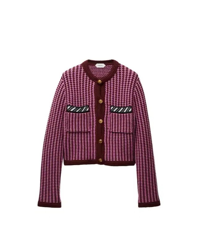 Versace Wool Crochet-Stitch Knit Cardigan