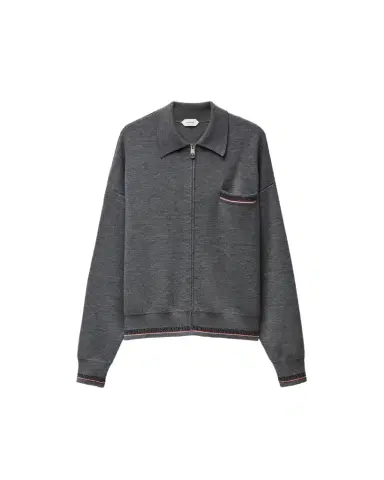 Versace Jacquard Wool Knit Zip Sweater | Thumbnail 1