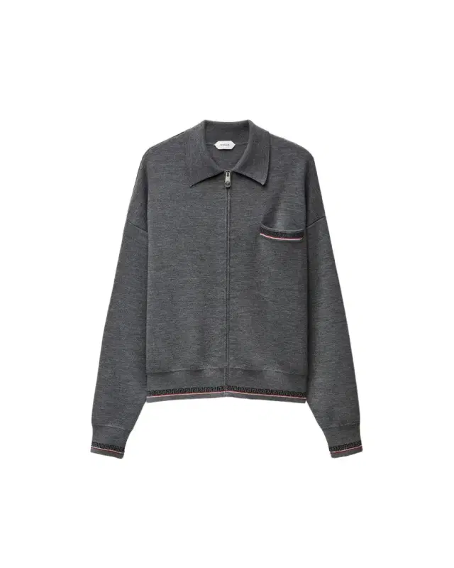Versace Jacquard Wool Knit Zip Sweater
