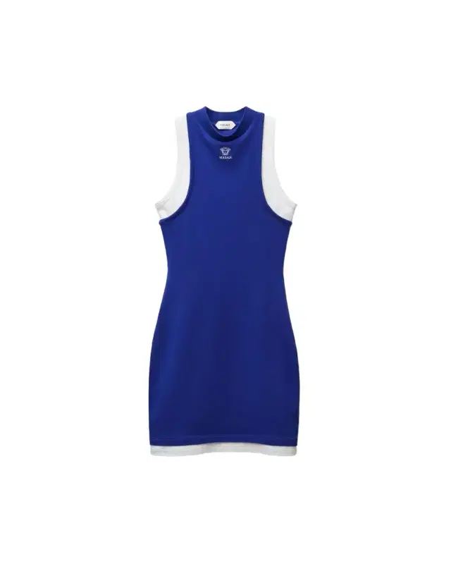 Versace Embroidered-Logo Stretch Cotton-Jersey Mini Dress