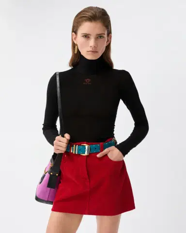 Versace Embroidered-Logo Wool Knit Turtleneck | Thumbnail 2