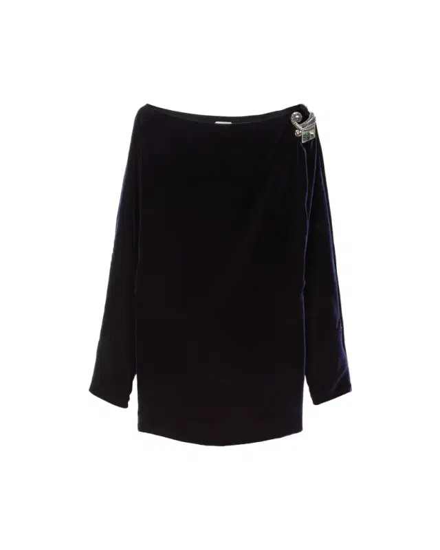 Versace Embroidered Velvet Mini Dress
