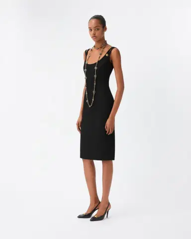 Versace Wool Grain De Poudre Midi Dress | Thumbnail 2