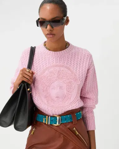 Versace Embroidered Wool & Cashmere Knit Sweater | Thumbnail 2