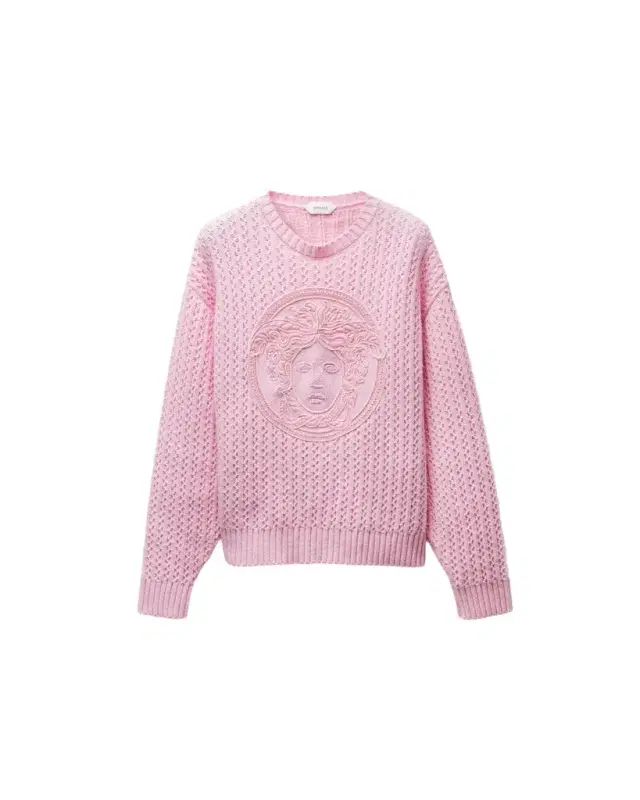 Versace Embroidered Wool & Cashmere Knit Sweater