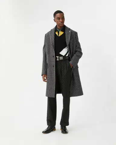 Versace Jacquard Wool & Cashmere Coat | Thumbnail 2