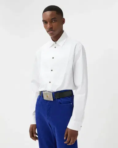 Versace Cotton Poplin and Silk Satin Regular Fit Shirt | Thumbnail 2