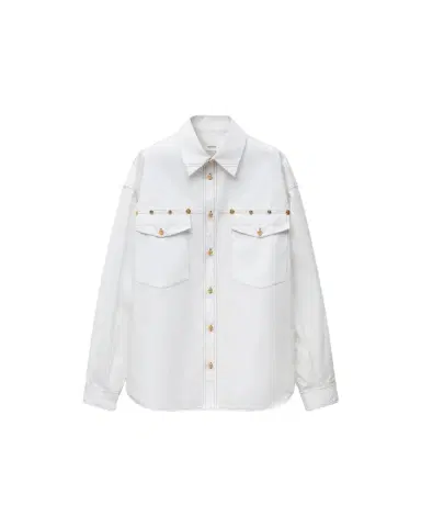 Versace Embroidered-Detail Cotton-Poplin Shirt | Thumbnail 1 Versace Embroidered-Detail Cotton-Poplin Shirt | Thumbnail 1