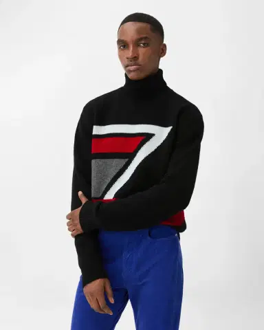 Versace Wool Intarsia Knit Turtleneck Sweater | Thumbnail 2