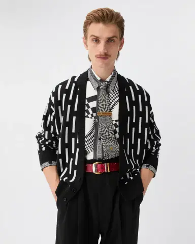 Versace Embroidered-Logo Wool Knit Cardigan | Thumbnail 2 Versace Embroidered-Logo Wool Knit Cardigan | Thumbnail 2