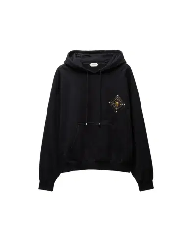 Versace Embellished Cotton-Jersey Hoodie | Thumbnail 1 Versace Embellished Cotton-Jersey Hoodie | Thumbnail 1