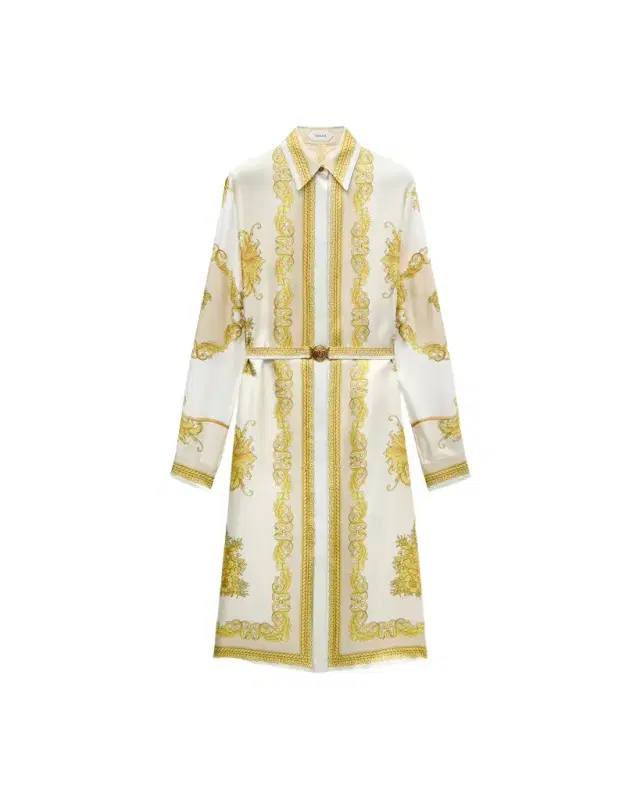 Versace Printed Silk Twill Midi Dress