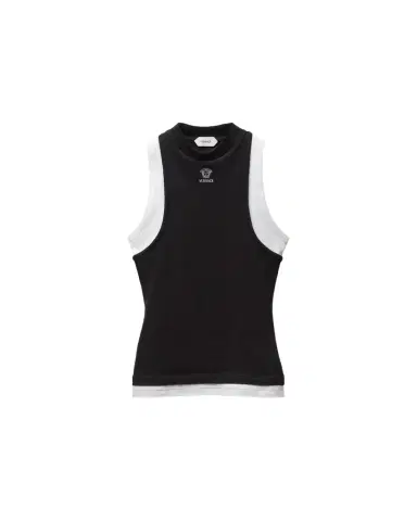 Versace Embroidered-Logo Stretch Cotton-Jersey Tank Top | Thumbnail 1
