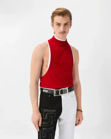 Versace Embroidered-Logo Stretch Cotton-Jersey Tank Top | Thumbnail 2