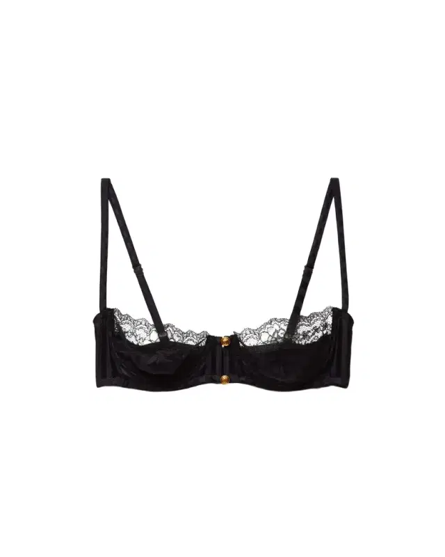 Versace Lace-Trim Jacquard Silk Bralette