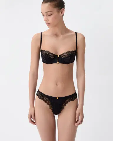 Versace Lace-Trim Jacquard Silk Slip | Thumbnail 2