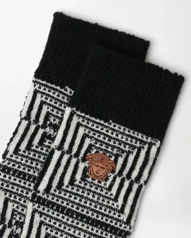 Versace Embroidered-Logo Jacquard Wool Socks | Thumbnail 2